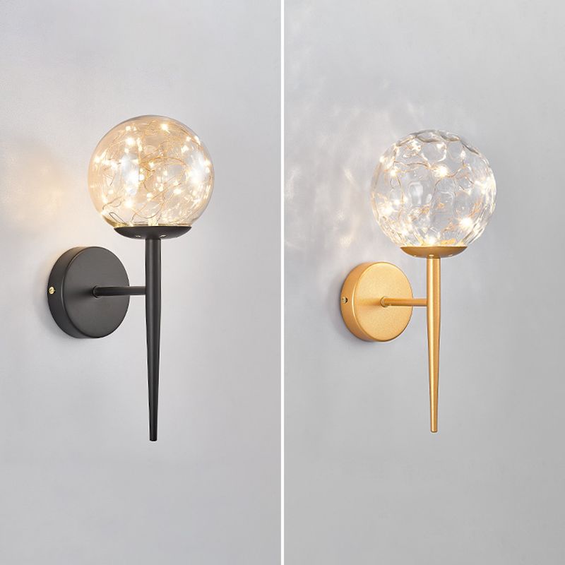 Glass Spherical Shape Wall Lights Modern Style 1 Light Wall Sconce for Bedroom