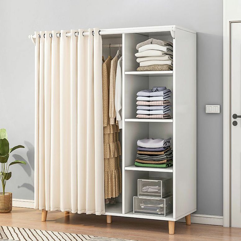 Bedroom Storage Cabinet with Clothes Rail Modern Cabinet with Wooden Legs