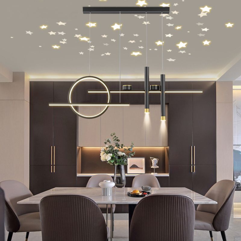 Cylinder Shape Island Lights Contemporary Style Metal 7 Light Island Lighting