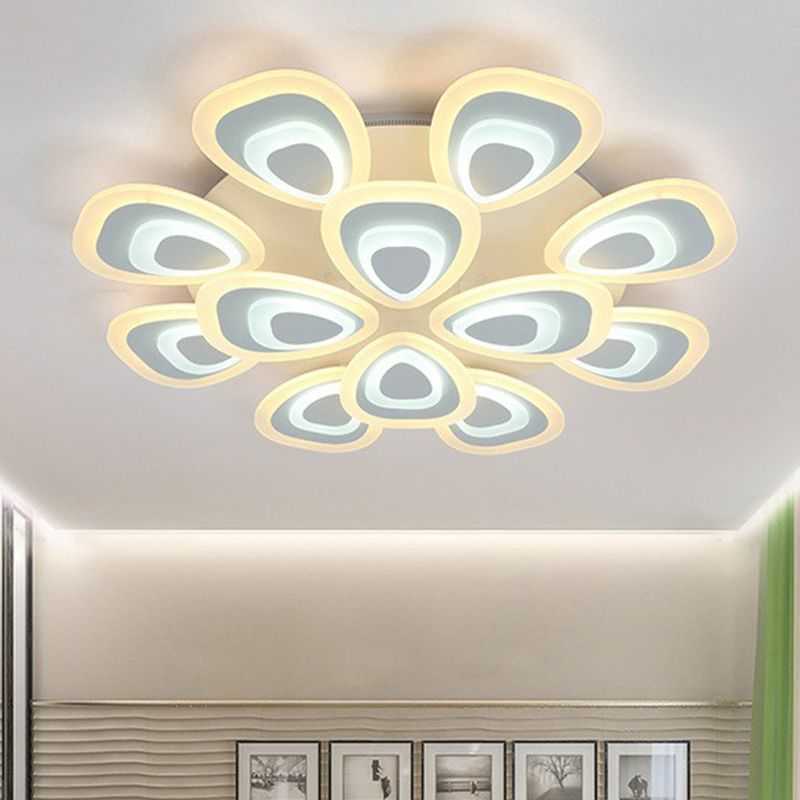 White Peacock LED Semi Flush Light Simplicity Acrylic Ceiling Flush Mount for Living Room