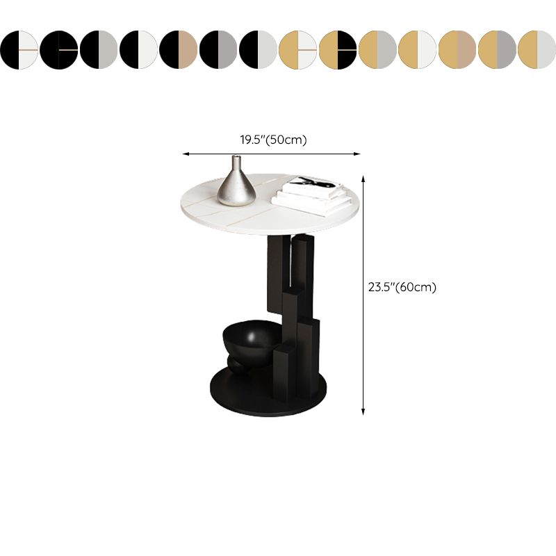 Contemporary Metal Corner Table Pedestal Round Living Room Sofa Side Accent Table
