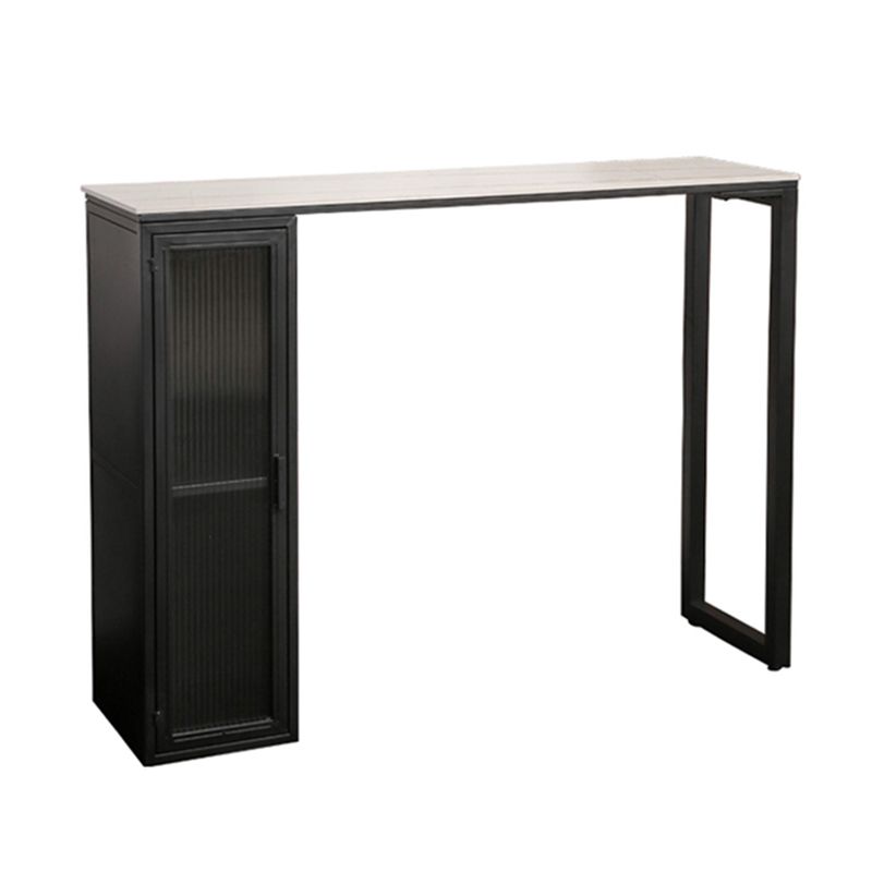 Double Pedestal Bar Table Set 1/3 Pcs Stone Top Bar Table and Upholstered Stools