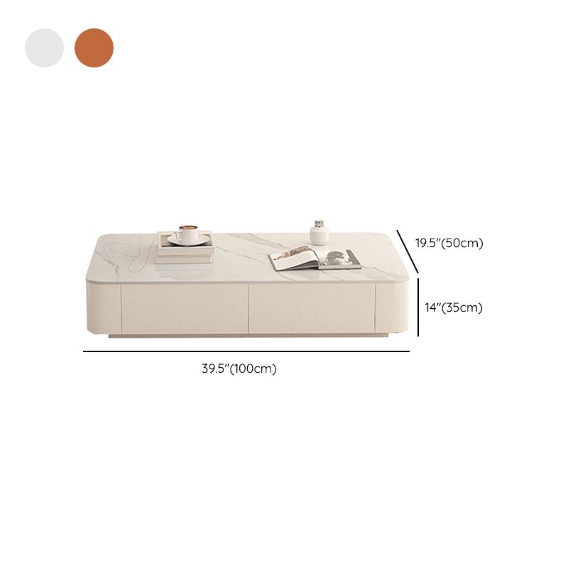 Block Rectangular Coffee Table Modern Single Coffee Table with Drawers