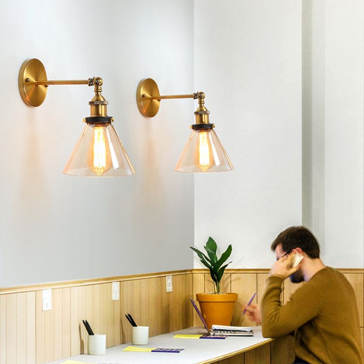Amerikanischer Vintage -Stil Wandbeleuchtung Metall Armglas Schattenleuchte für daneben