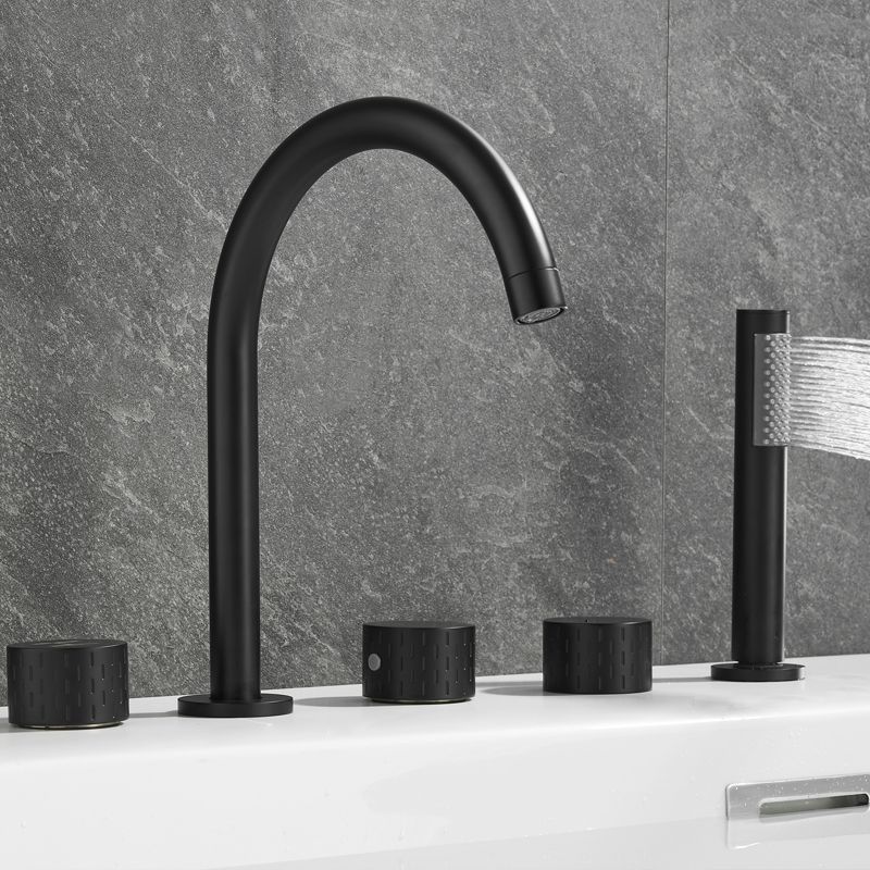 Deck Mounted Copper Roman Tub Faucet Low Arc 3 Handles Roman Tub Faucet Set