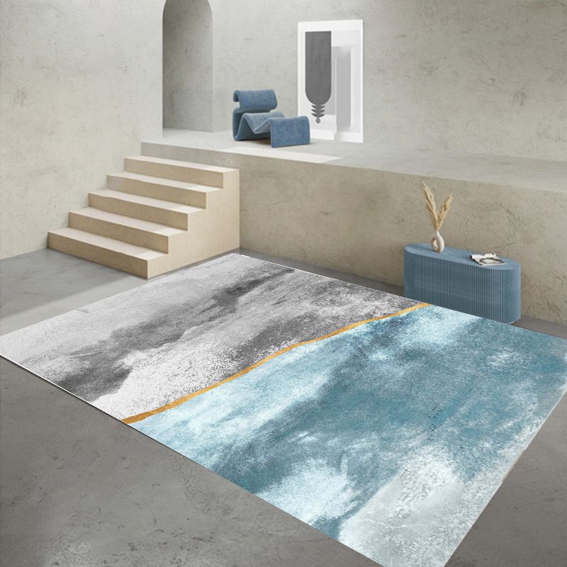 Modern Ombre Pattern Rug Polyester Indoor Carpet Non-Slip Backing Area Rug for Living Room