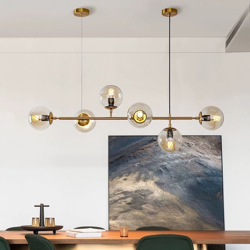 Globe Island Lighting in Modern Luxury Style Glass 6-Light Island Light