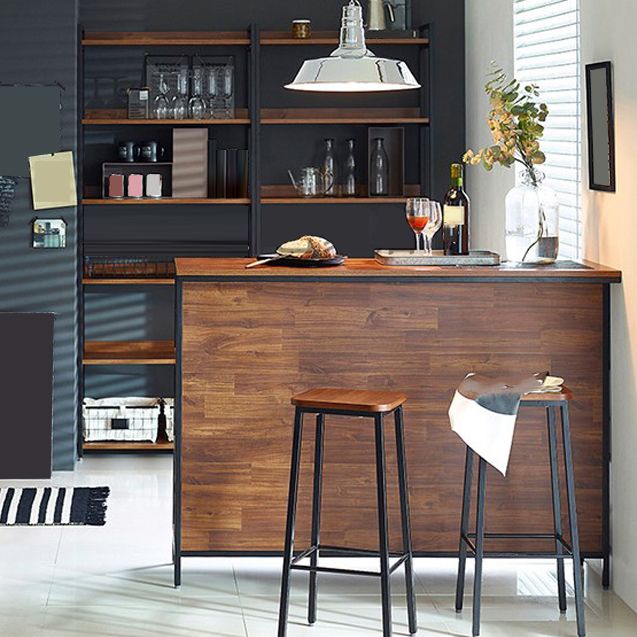 Contemporary Style Wood Rectangle Bar Stool Table for Living Room