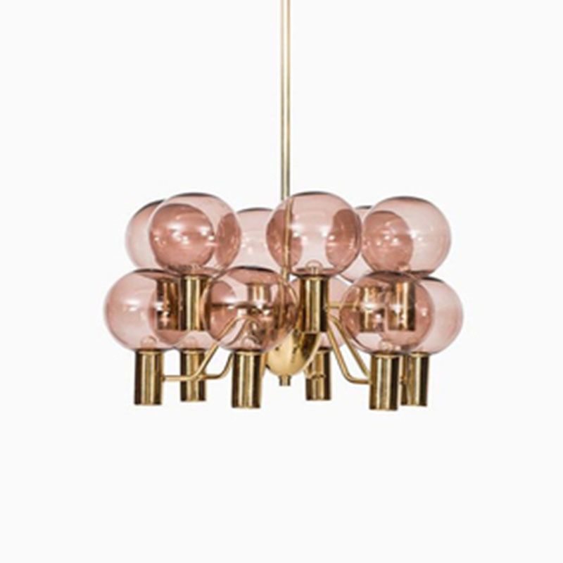 Glazen bol hanglamp in moderne luxe stijl elektroplate ijzer kroonluchter in goud