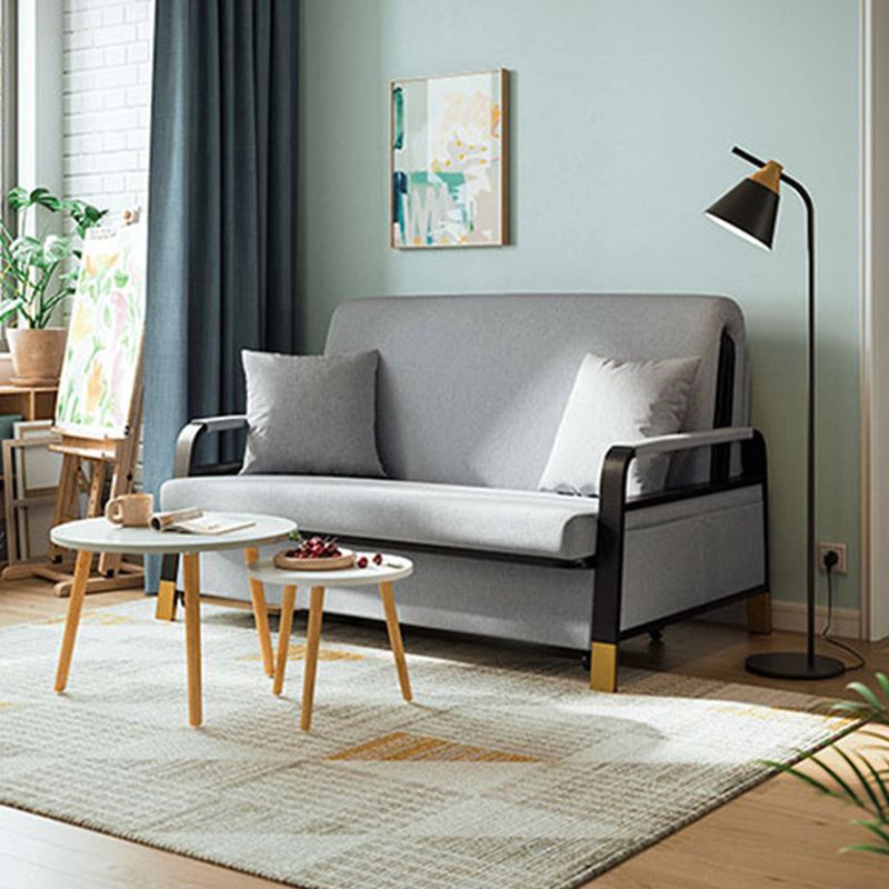 Convertible Bed Sofa with Storage Square Arms Cushion Back Bed Sofa