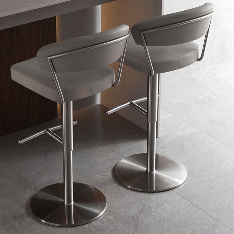 Modern Style Adjustable Backrest High Stool with Leather Cushion