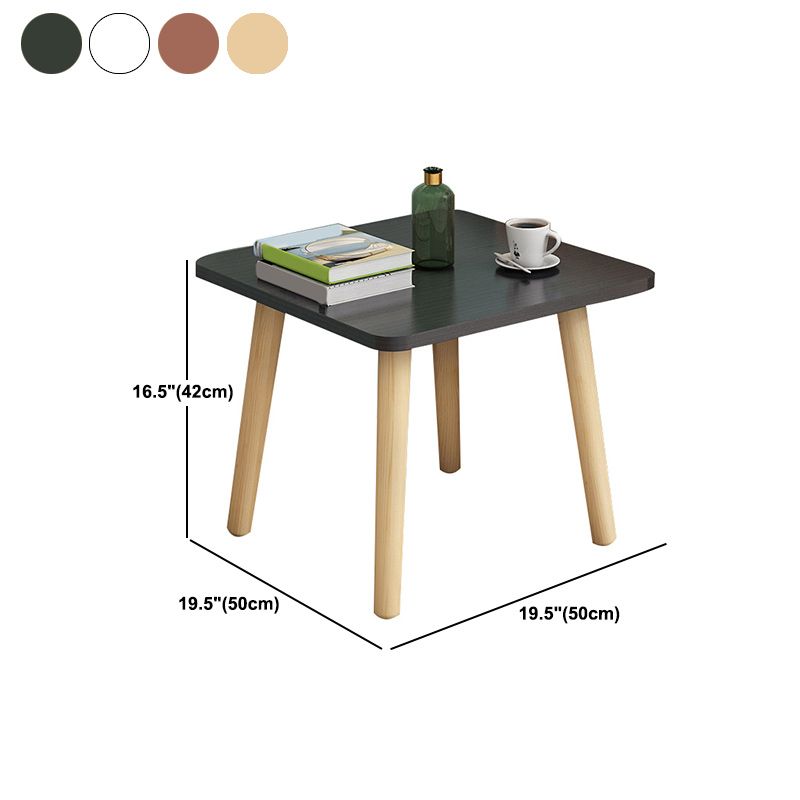 Contemporary Square End Table 4 Legs Solid Wood Side Table, 16.5" Tall