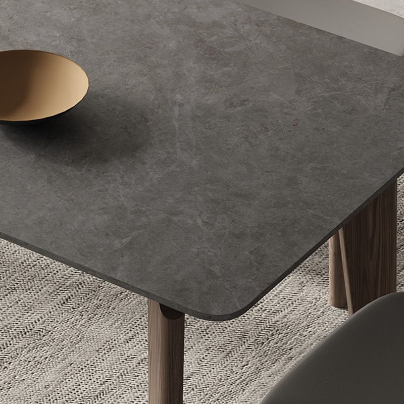 Modern 1/4/5/6 Pieces Rectangle Dining Set Sintered Stone Top Solid Wood Table Set