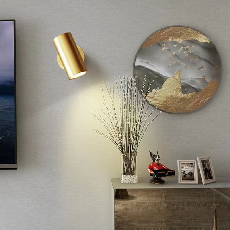Modern Wall Sconce Cylinder Shape Wall Light with Metal Shade for Bedroom