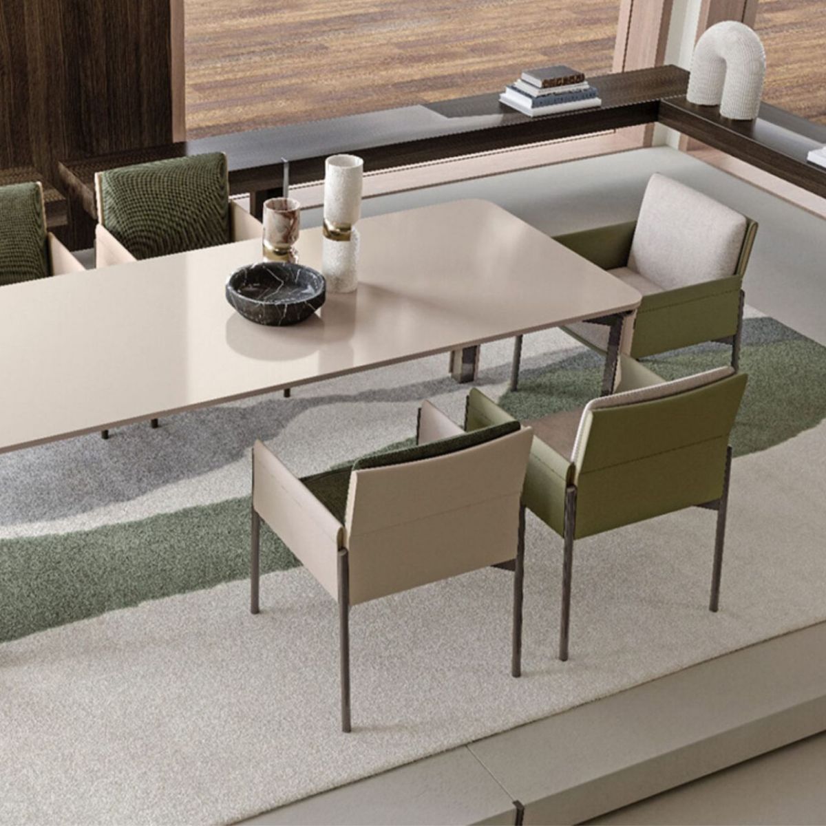 Silla de comedor tapizada con respaldo sólido de restaurante estilo diseñador