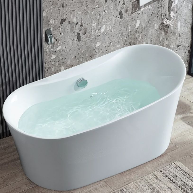 Acrylic Freestanding Bathtub Oval Modern Back to Wall Soaking Bath
