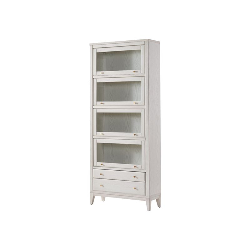 Modern Closed Back Bookcase Standard White Wood Bookshelf with Doors