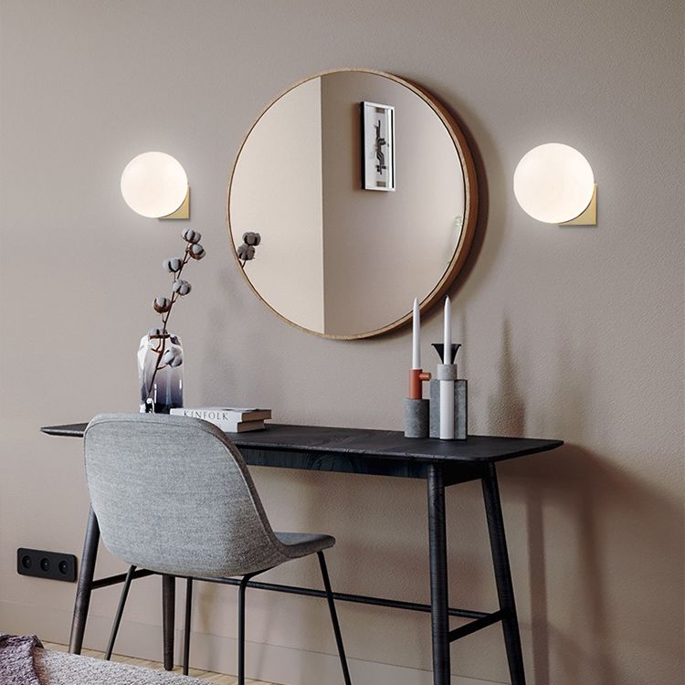 Glass Spherical Wall Lighting Fixture Simplicity Style Sconce Light Fixture in White