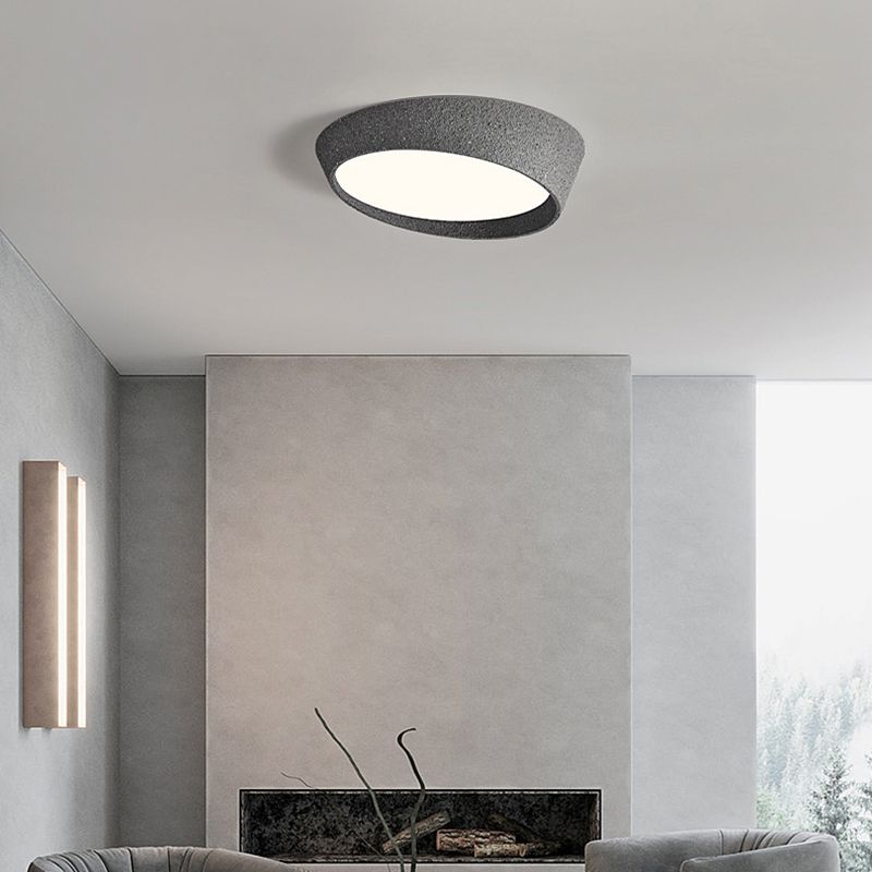 Distressed Finish Flush Mount Iron and Acrylic LED Industrial Ceiling Flush in Grey