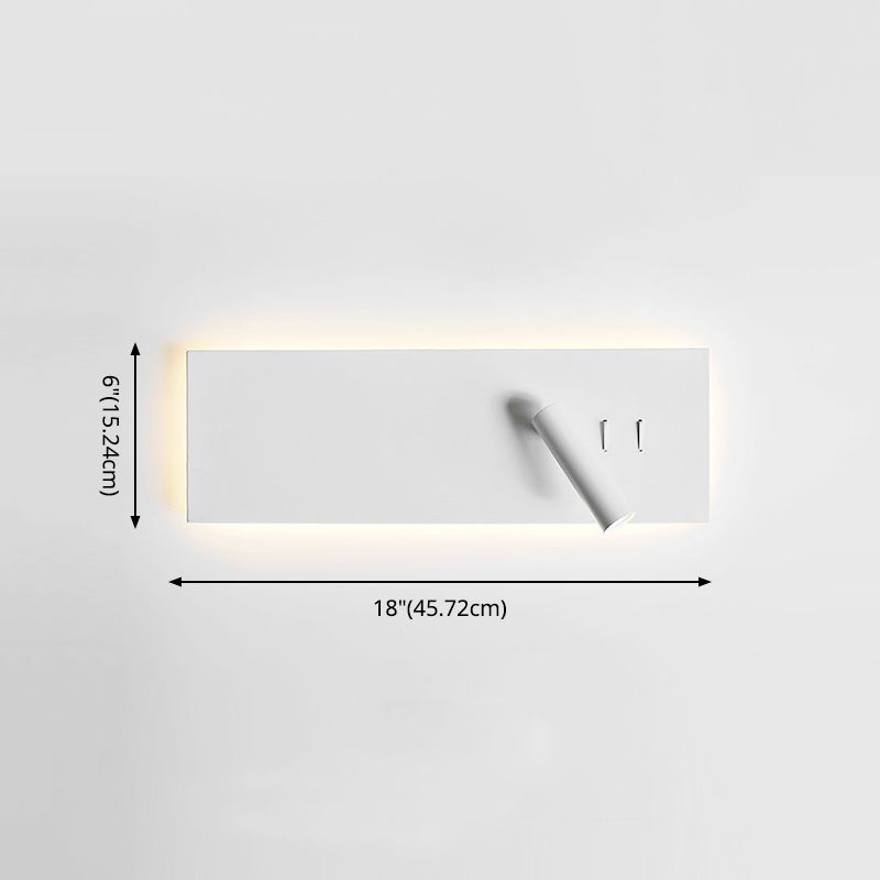 Estilo moderno simplicidad lámpara de lectura led led de lectura rotatable diseño de montaje en la pared con base de metal rectangular