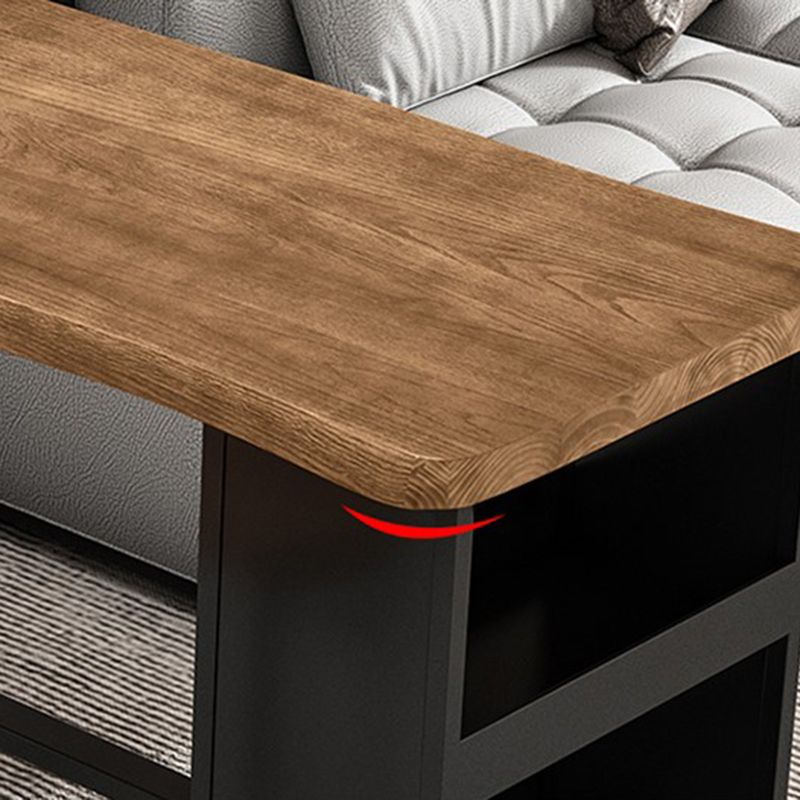 Industrial Style Bistro Bar Table Rectangle Solid Wood Bar Table with Storage