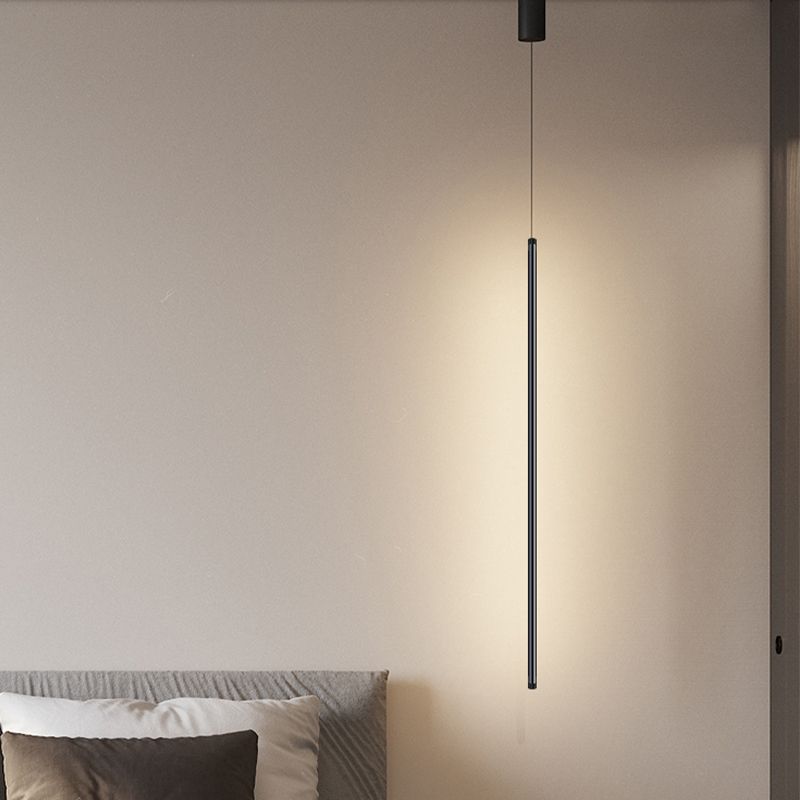 Lustre cylindrique lustre suspendu luminaire moderne de suspension extérieure moderne en finition noire