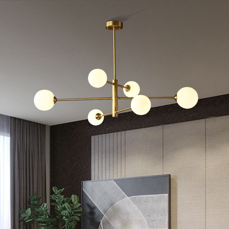 Lumo lampadario a forma di globo in vetro Flaccura illuminata moderna a soffitto a sospensione bianca