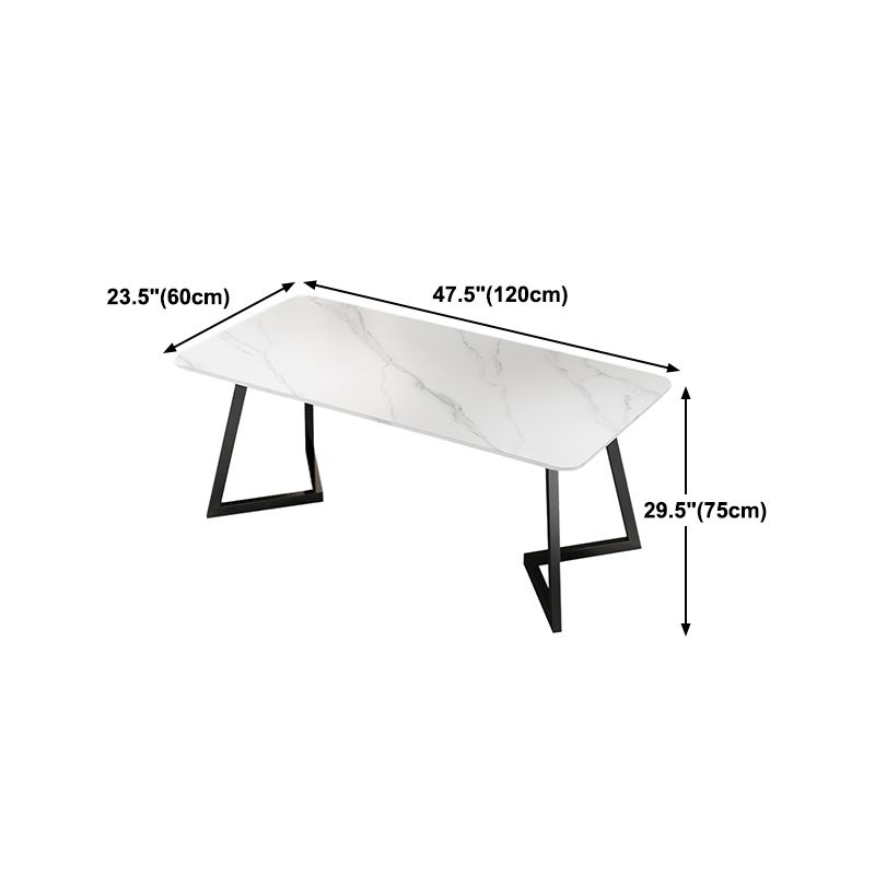 Modern Rectangle Dining Table Set 1/2/5/7 Pieces Dinette Set with White Sintered Stone Top