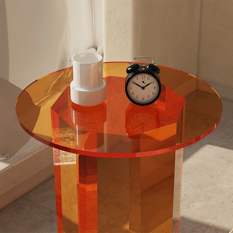 Contemporary Accent Side Table Pedestal Acrylic Round Living Room End Table
