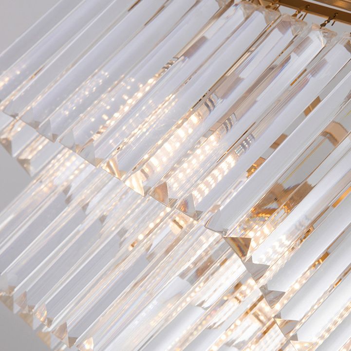 Multiple-Light Rectangle Island Lighting Modern Crystal Island Pendant Lights