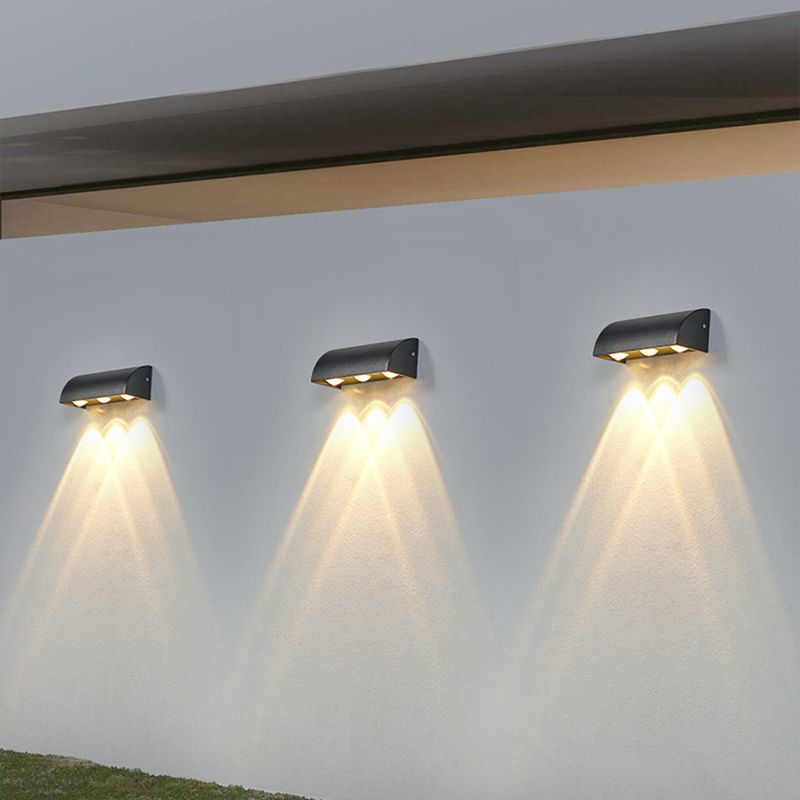 3-Light White/Black Wall Mounted Sconce Shaded Wall Light for Outdoor
