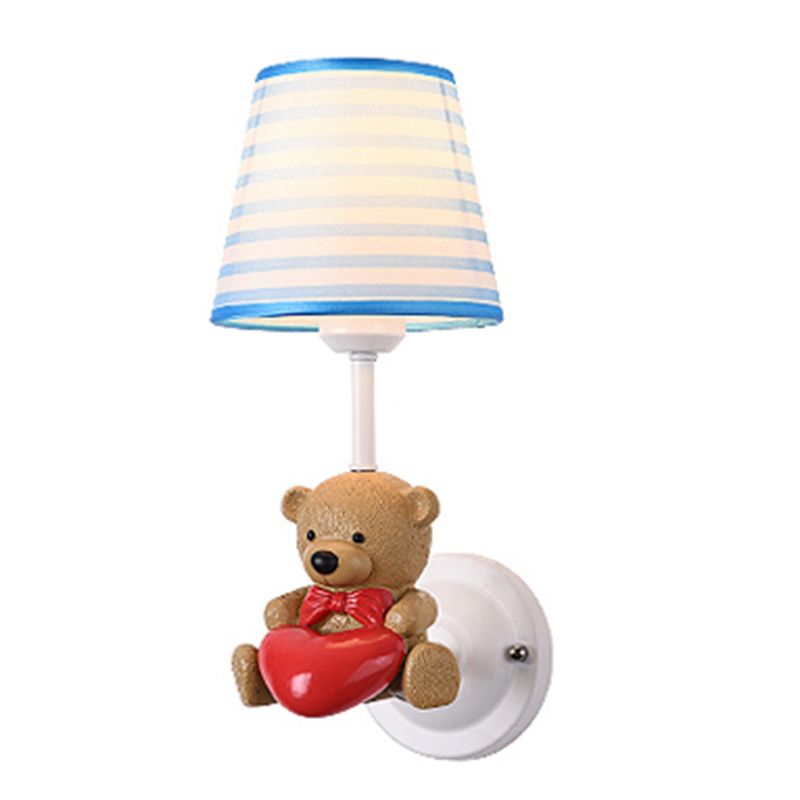 Cartoon Style Wall Light Fabric Shade Wall Lamp for Children's Room (Included Doll)