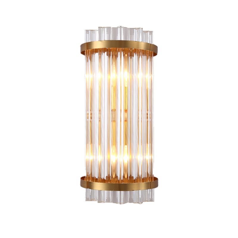 Tri-zijdige kristalstangcilinder Wandbevestiging Licht Moderne 2 koppen Zwart/Gouden SCONCE LIMMIGE FIMUTE