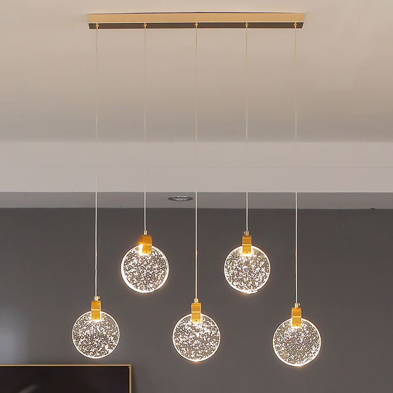 Simplicité moderne Crystal Hanging Living Room LED Round Shape Pendant lampe Paxage