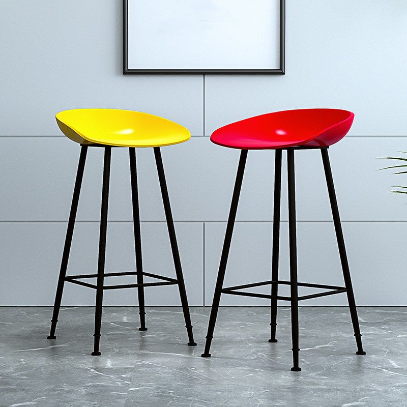 Contemporary Matte Finish Metal Barstool Home Footrest Stool