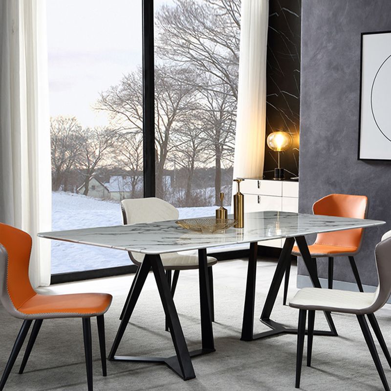 Industrial Solid Back Chairs Armless Side Chairs with Metal Legs for Home Use