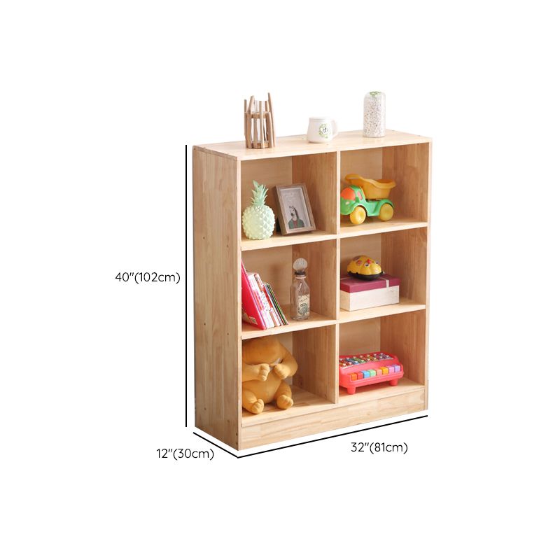 Contemporary Standard Bookshelf Wooden Natural Bookcase with Shelves