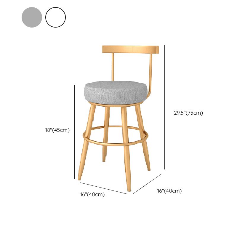 Glam Style Counter Stool Upholstered Living Room Bar Stool with  Metal Legs