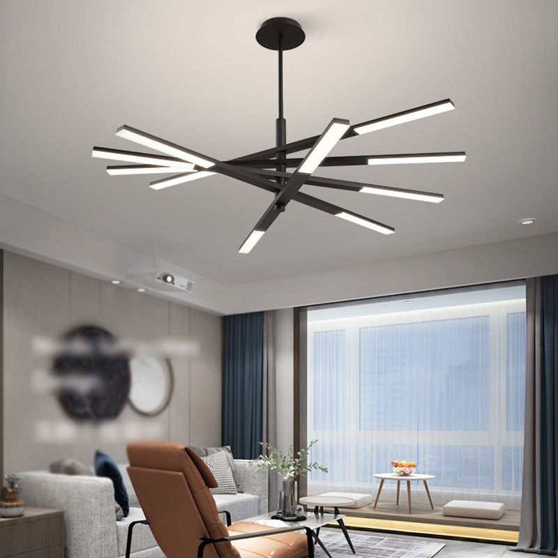 Linearer Schatten Metall Kronleuchter Lichter moderne Kronleuchterbeleuchtung in Schwarz