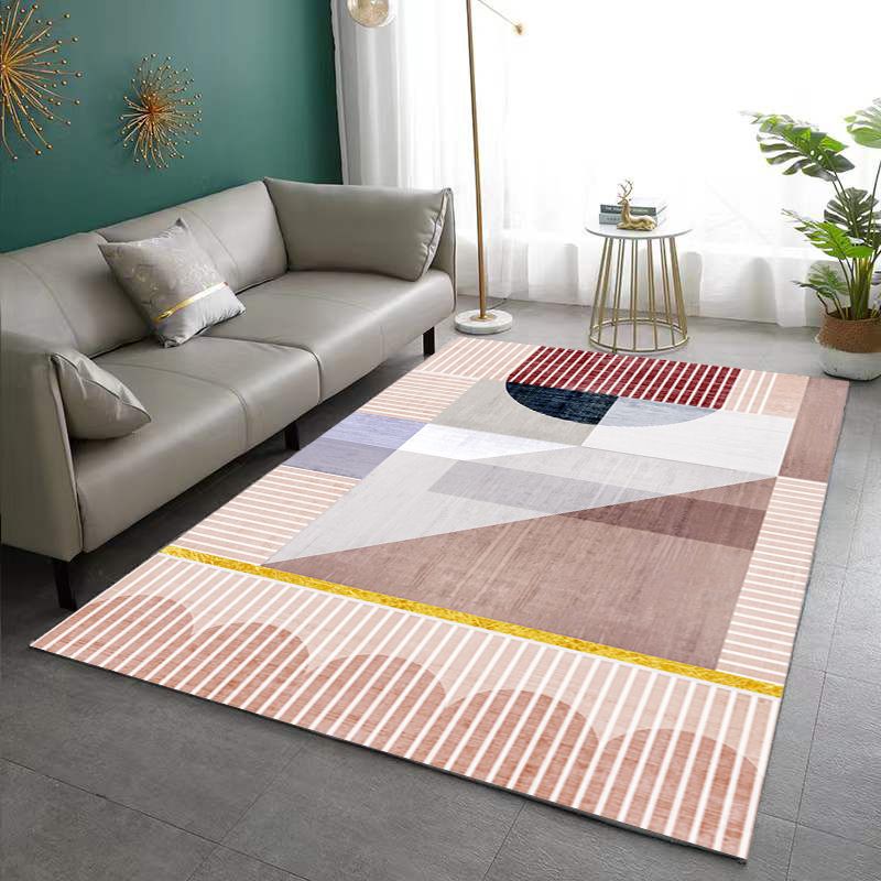 Dark Green Modern Rug Poleyester Pattern Rug Washable Rug for Living Room