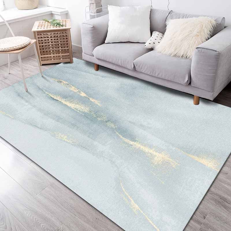 Modern Color-Blocked Area Rug Grey Polyester Area Carpet Non-Slip Easy Care Rug for Home Decor