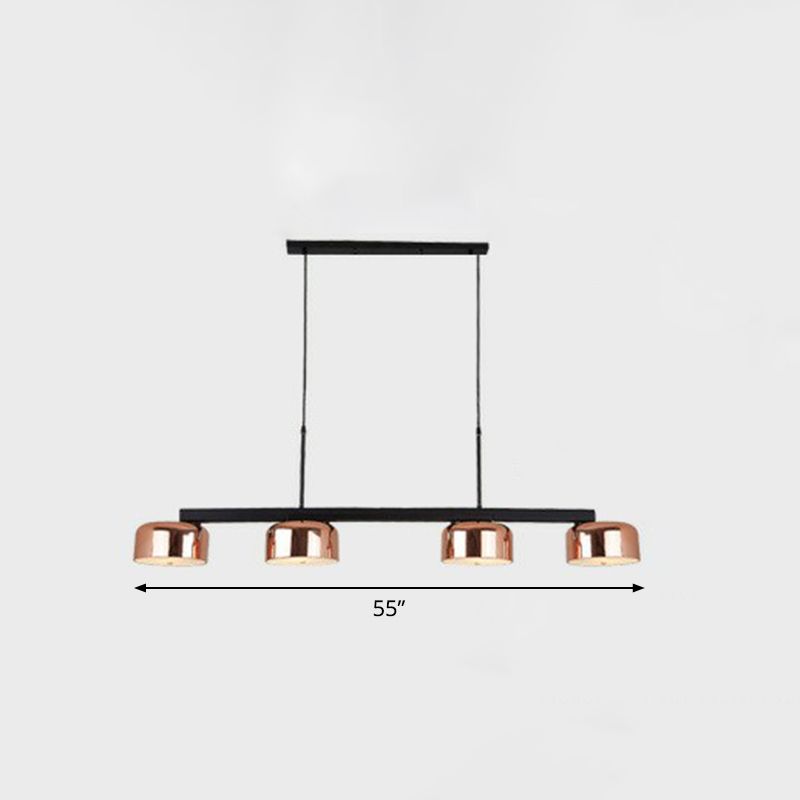 Bowl Shaped Pendant Light Fixture Minimalist Metal 4-Light Dining Room Island Light in Rose Gold