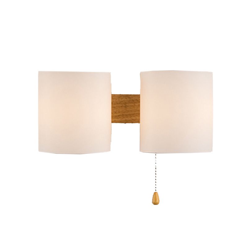 Modern Style Cylinder Shade Wall Lamp Wood Sconces Light for Bedroom