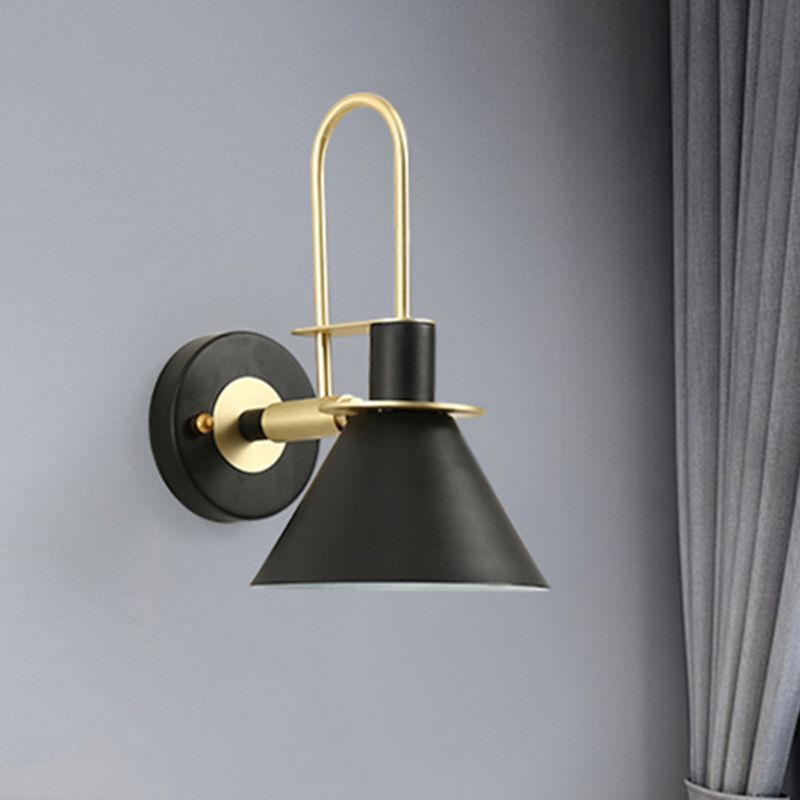 Nordic Pyramid Shade Wall Light Metallic One Light Sconce Light for Study Room Bedroom