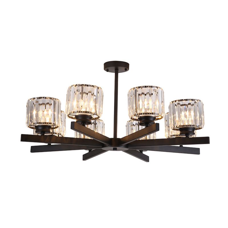 Tri-prisma Cristal Cilíndrico Candelier Luz colgante Posta Posta Moderna Luz para sala de estar