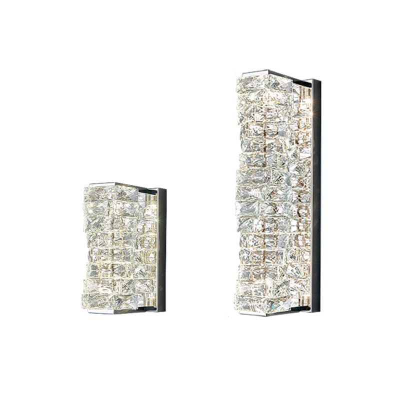 Metal Modern Wall Sconce Geometric Shape Wall Light with Crystal Shade for Study