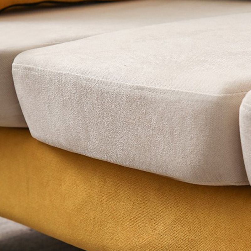 Contemporary Sofa with 2 Pillows Square Arm Living Room Fabric Seating