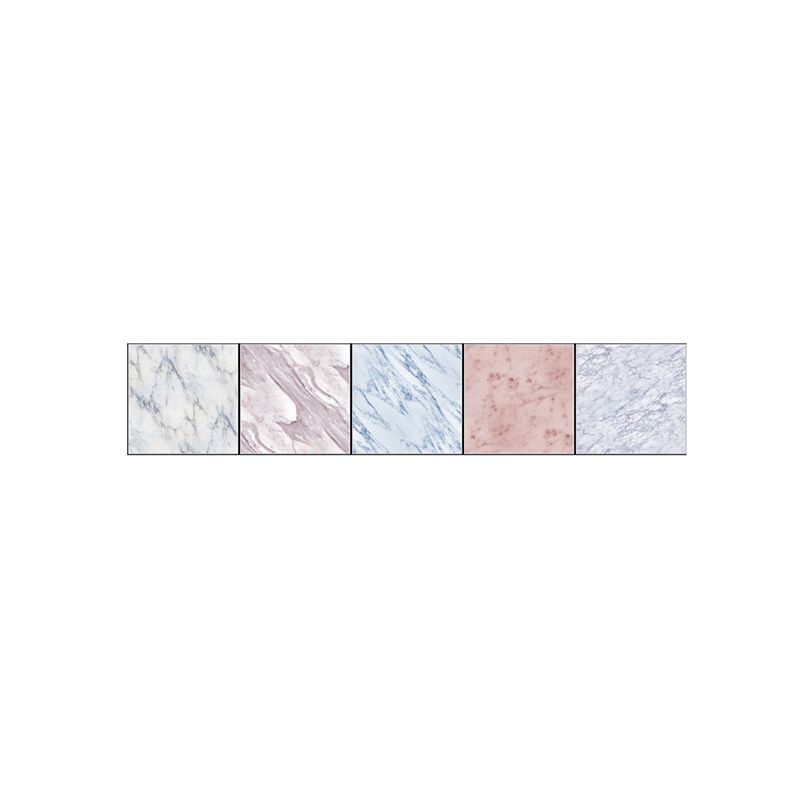 Pink-Blue Marble Wallpaper Panels Square Tiles Modern Peel off Wall Covering for Kitchen
