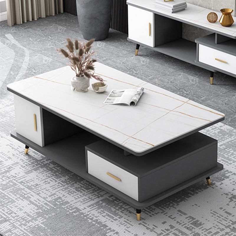 4 Legs Base Design Wood-based Material Square Grey/white Coffee Table
