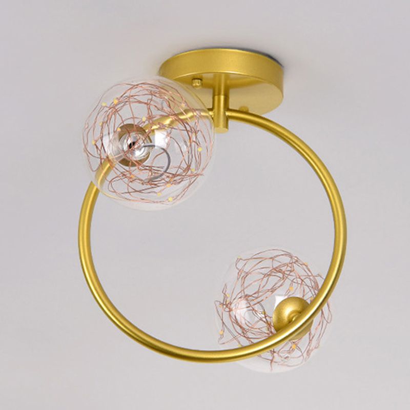 Modern Gold Ceiling Lighting Glass Semi Flush Mount for Hallway